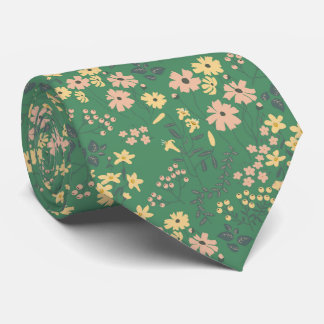 Modern Boho Floral Dark Pattern Neck Tie