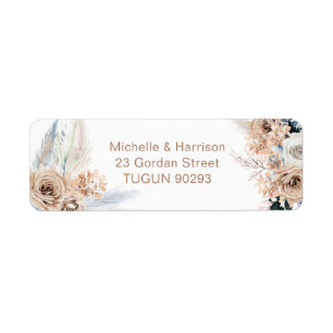 Modern Boho Floral Fall Return Address Wedding Label