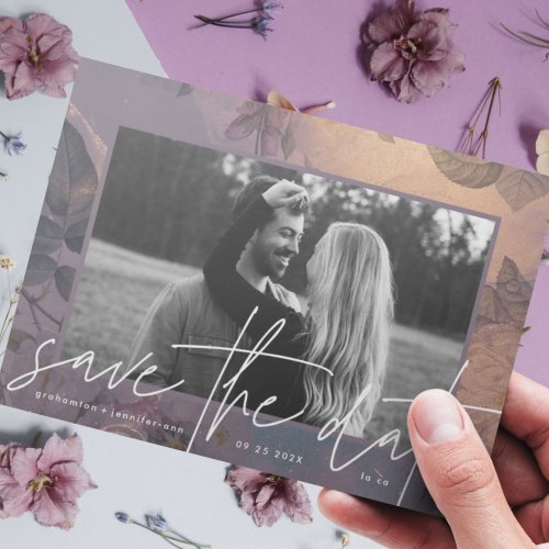 Modern Boho Floral Fantasy Light Purple Save The Date