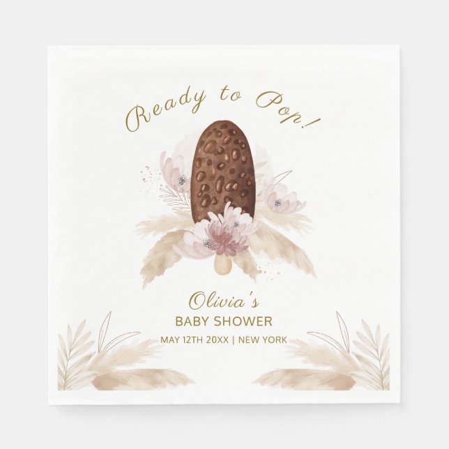Modern Boho Floral Ice Cream Popcicle Baby Shower  Napkins (Front)