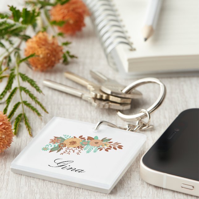  Modern Boho Floral  Keychain (Front Right)