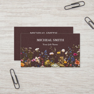 Modern Boho Floral Kraft Business Card