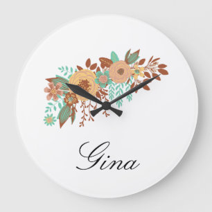 Modern Boho Floral Large Clock