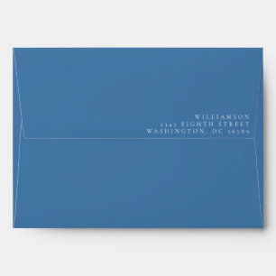 Modern Boho Floral Line Art Blue Return Address  Envelope