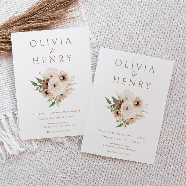 Modern Boho Floral Minimal Wedding Invitation (Creator Uploaded)