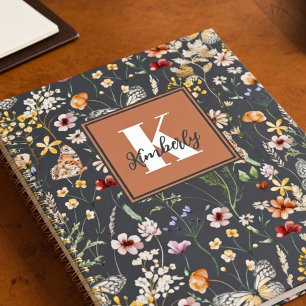 Modern Boho Floral Monogram Name Planner