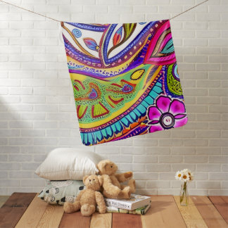 Modern Boho Floral Paisley Elegant Chic Stylish Baby Blanket