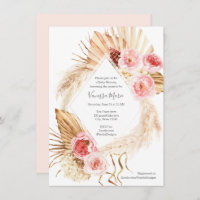 Modern Boho floral pampas grass baby shower Invitation