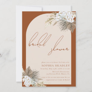 Modern Boho Floral Pampas Grass Bridal Shower Invitation