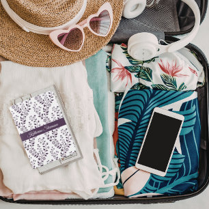 Modern Boho Floral Pattern Plum Script Name Passport Holder