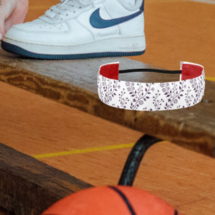Modern Boho Floral Pattern Plum White Athletic Headband