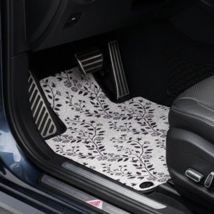 Modern Boho Floral Pattern Plum White Car Floor Mat