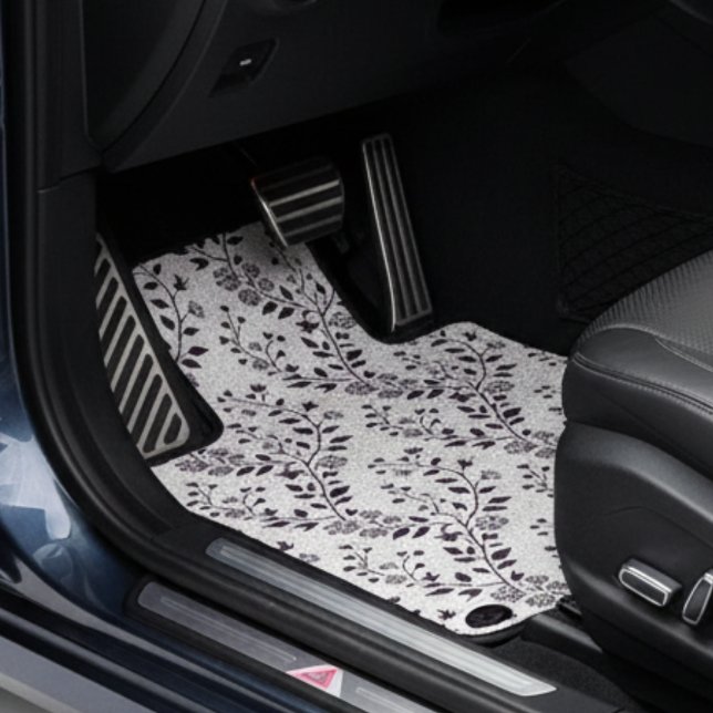 Modern Boho Floral Pattern Plum White Car Floor Mat (Creator Uploaded)