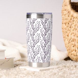 Modern Boho Floral Pattern Plum White Insulated Tumbler