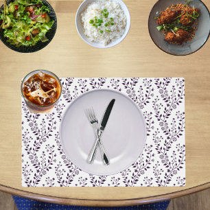 Modern Boho Floral Pattern Plum White Placemat