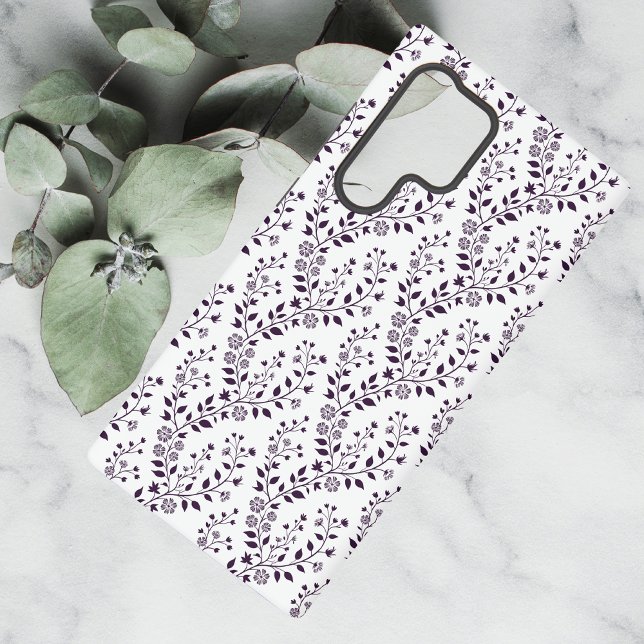 Modern Boho Floral Pattern Plum White Samsung Galaxy Case (Creator Uploaded)