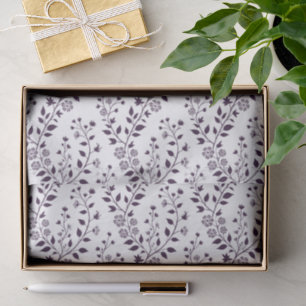 Modern Boho Floral Pattern Plum White Tissue Paper