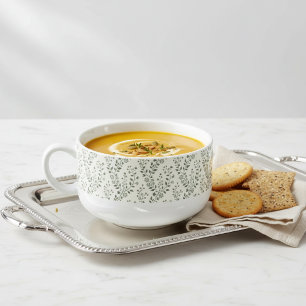 Modern Boho Floral Pattern Sage Cream Soup Mug