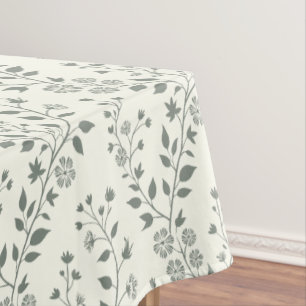 Modern Boho Floral Pattern Sage Cream Tablecloth