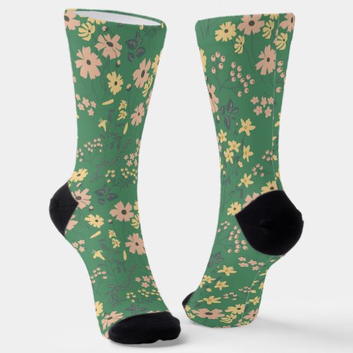 Modern Boho Floral Pattern Socks