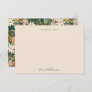 Modern Boho Floral Peach and Green Bridal Shower Thank You Card