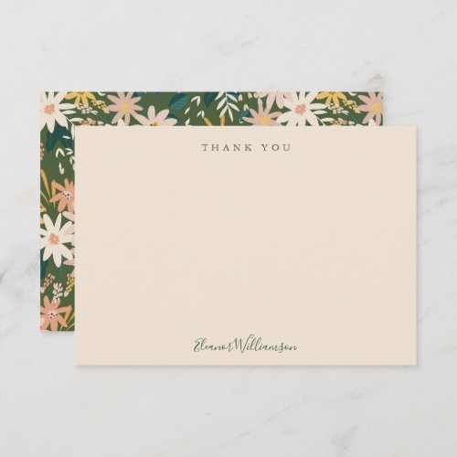 Modern Boho Floral Peach and Green Bridal Shower  Thank You Card