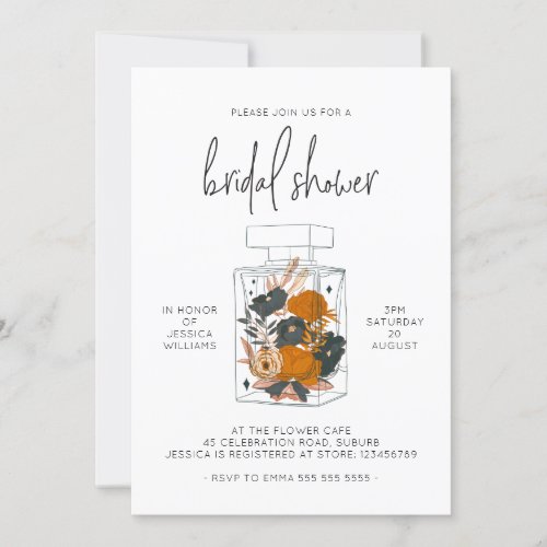 Modern Boho Floral Perfume Brunch Bridal Shower Invitation