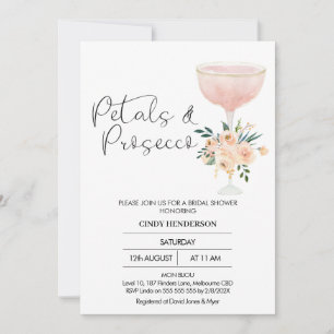 Modern Boho Floral Petals Prosecco Bridal Shower Invitation