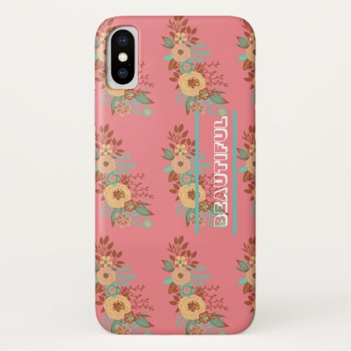 Modern Boho Floral Pink  iPhone X Case