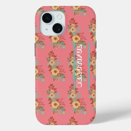 Modern Boho Floral Pink  iPhone 15 Case