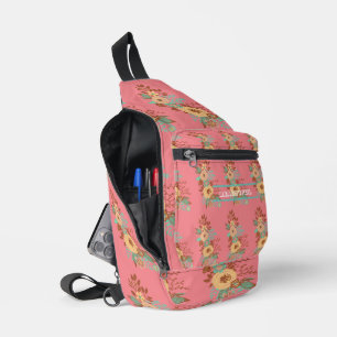  Modern Boho Floral Pink Customize Printed Sling Bag