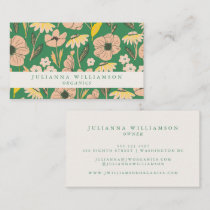 Modern Boho Floral Pink Green Colorful Business Card