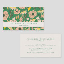 Modern Boho Floral Pink Green Colorful Business Card