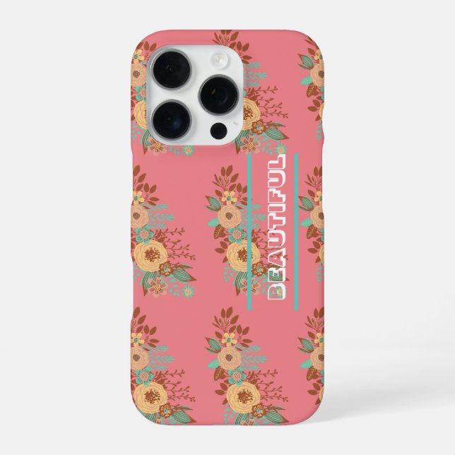 Modern Boho Floral Pink  iPhone Case (Back)