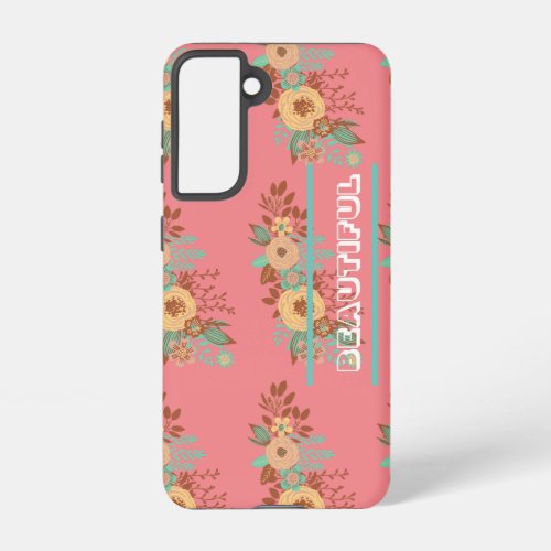 Modern Boho Floral Pink  Samsung Galaxy S21 Case