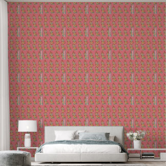Modern Boho Floral Pink Wallpaper