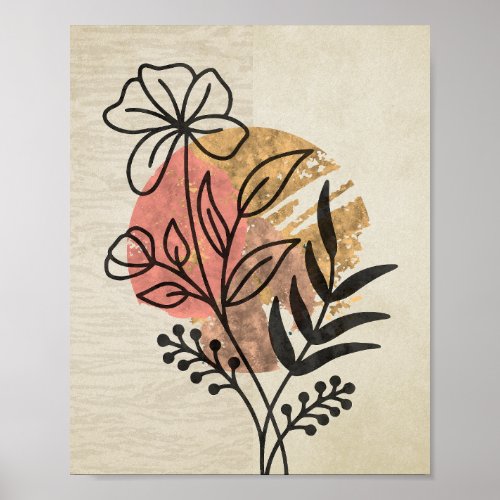 Modern boho floral  poster