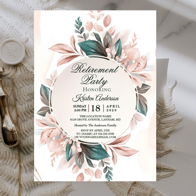Modern Boho Floral Retirement Party  Invitation (Creator Uploaded)