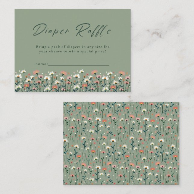 Modern Boho Floral Sage Baby in Bloom Shower Enclosure Card (Front/Back)
