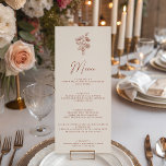 Modern Boho Floral Terracotta Burnt Orange Wedding Menu<br><div class="desc">Modern Boho Floral Terracotta Burnt Orange Wedding Menu. Monogram at the back.</div>