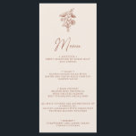Modern Boho Floral Terracotta Burnt Orange Wedding Menu<br><div class="desc">Modern Boho Floral Terracotta Burnt Orange Wedding Menu. Monogram at the back.</div>