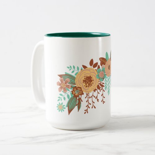  Modern Boho Floral  Two_Tone Coffee Mug