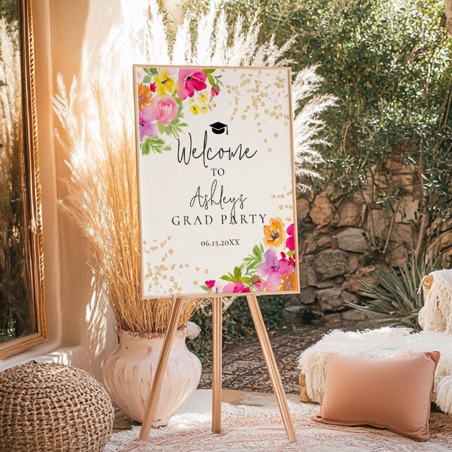 Modern Boho Floral Watercolor Graduation Welcome Foam Board (Modern Boho Floral Watercolor Graduation Welcome Foam Board)