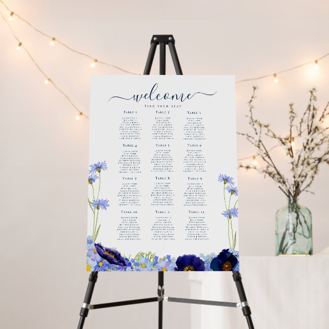Modern Boho Floral Wedding 12 Table Foam Board (In Situ (Stand))