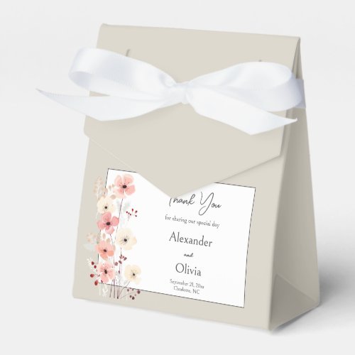 Modern Boho Floral Wedding  Beige Favor Boxes