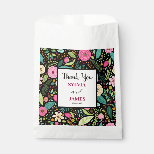 Modern Boho Floral Wedding Favor Bag (Front)