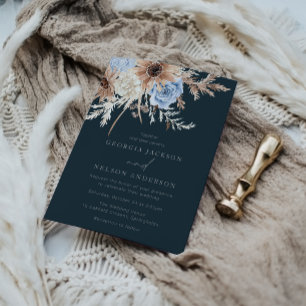 Modern Boho Floral Wedding Invitation