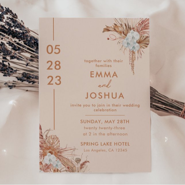 Modern Boho Floral Wedding Invitation (Creator Uploaded)