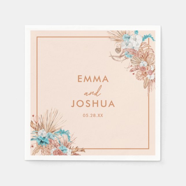 Modern Boho Floral Wedding Napkins (Front)