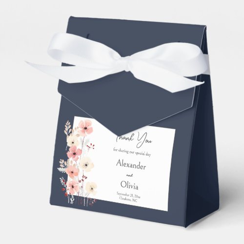 Modern Boho Floral Wedding  Navy Favor Boxes